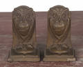 Pair of arts and crafts bronze owl bookends
