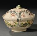 Staffordshire Creamcolored Earthenware Sugar Bowl and Cover