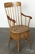 New England painted pine and maple necessary chair