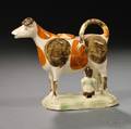 Staffordshire Earthenware Cow Creamer with Milkmaid