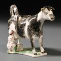 Staffordshire Earthenware Cow Creamer with Milkmaid
