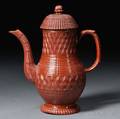 Staffordshire Glazed Redware Coffeepot and Cover