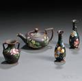 Four Wedgwood Enameled Black Basalt Items