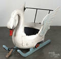 Carved and painted childs swan sled