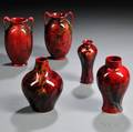 Five Royal Doulton Flambe Vases