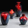 Four Royal Doulton Sung Ware Flambe Vases