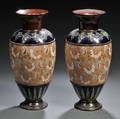 Pair of Doulton Lambeth Slaters Patent Stoneware Vases