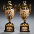 Pair of Vienna Porcelain Covered Urns