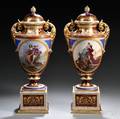 Pair of Vienna Porcelain Vases and Covers