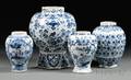Four Dutch Delft Blue and White Jars