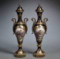 Pair of Bronzemounted Sevres Porcelain Urns