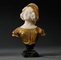 After Affortunato Gory ItalianFrench fl 18951925 Bronze and Marble Bust of a Young Beauty