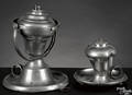 Two pewter gimbaled fluid lamps mid 19th c