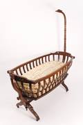 Victorian Oak Rocking Cradle w Swans Neck