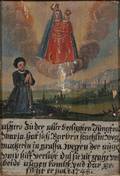 Continental School Possibly Austrian 18th Century Madonna and Child Appearing in a Cloud Above a Kneeling Worshiper