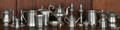 Seventeen miniature pewter tablewares 19th20th c