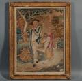 Framed Needlework Picture of Two Figures