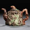 Staffordshire Creamcolored Earthenware Tree Trunkform Teapot and Cover