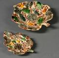 Two Staffordshire Creamcolored Earthenware Leafshaped Dishes