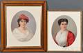 Rudolfo Pietrocola Italian 19th Century Two Portraits Woman in a Red Beret