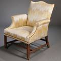 George III Mahogany and Upholstered Library Chair