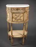 French Painted Marble Top Demilune Table