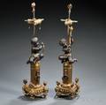 Pair of Parcelgilt Bronze Lamp Bases