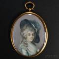 Portrait Miniature on Ivory of a Lady in a Blue Hat