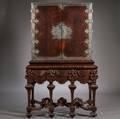 Dutch Colonial Late Baroquestyle Silvermounted Hardwood Cabinet on Stand