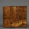 Paul Spindler French 19071980 Threepanel Marquetry Floor Screen c 1950