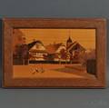 Paul Spindler French 19071980 Marquetry Panel Depicting the Village of Andlau