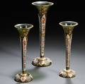 Three Bohemian Overlay Glass Trumpet Vases