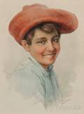 G De Luca Italian 20th Century Head of a Smiling Peasant Boy