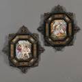 Pair of Framed CapodiMontestyle Porcelain Plaques