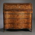 Italian Rococo Inlaid Serpentine Slantlid Desk