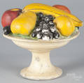 Painted chalkware compote of fruit