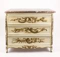French 19th C Painted Marble Top Commode