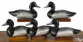 Rig of five Chesapeake Bay carved and painted bluebill duck decoys mid 20th c