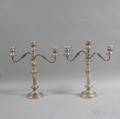 Pair of Sheffield Silverplated Convertible Threelight Candelabra