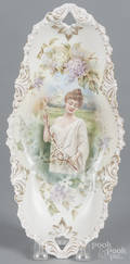 R S Prussia porcelain springtime portrait bread tray