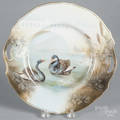 R S Prussia porcelain black swan cake plate