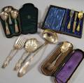 Ten Sterling Silver and Silverplated Flatware Serving Items