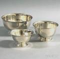 Three Graduated Sterling Silver Reveretype Footed Bowls