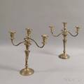 Pair of Hamilton Weighted Sterling Silver Convertible Threelight Candelabra