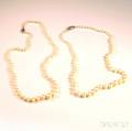 Two Singlestrand Graduated Cultured Pearl Necklaces