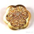 14kt Gold and Diamond Floriform Cluster Brooch
