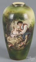 R S Suhl porcelain courting scene vase