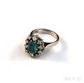 18kt White Gold Emerald and Diamond Ring
