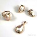 14kt Gold and Mabe Pearl Teardropshaped Suite