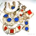 Small Group of Modern Artistdesigned Sterling Silver and Enamel Jewelry